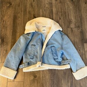 Zara Denim Jacket with Soft Cream Accents